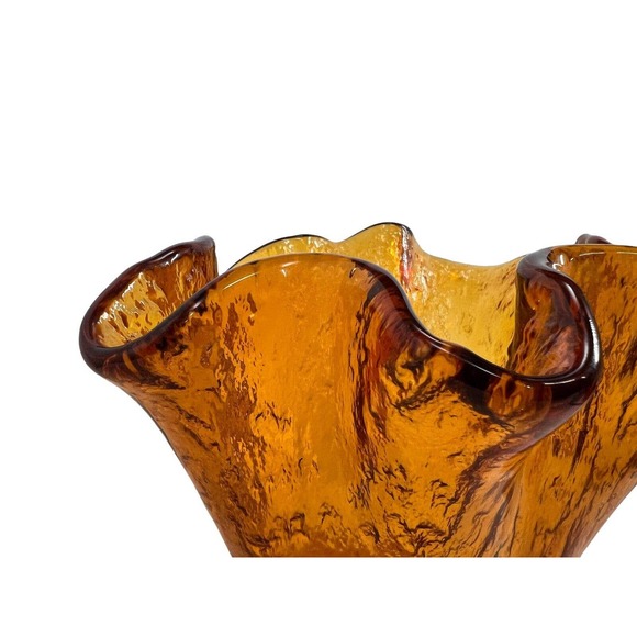 Murero Vintage MCM Art Glass Amber Freeform Dish Bowl - Picture 4 of 12